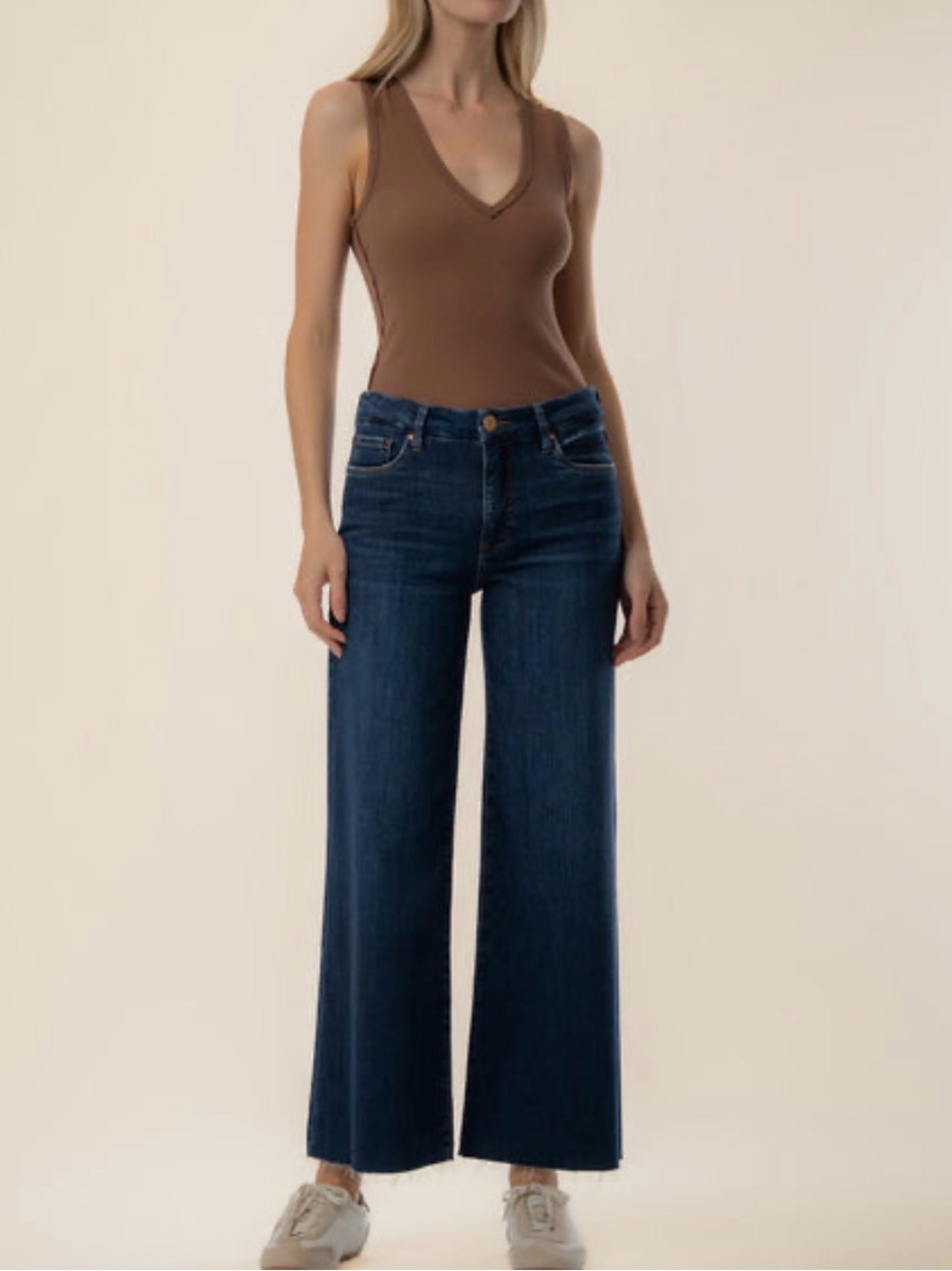 Kut from the Kloth MEG Dark Blue Wide-Leg Raw Hem Jeans